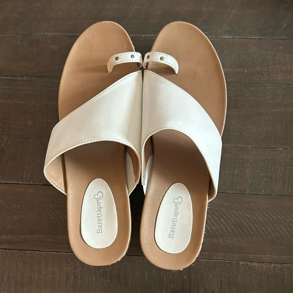 Baretraps white Toe strap wedge sandal